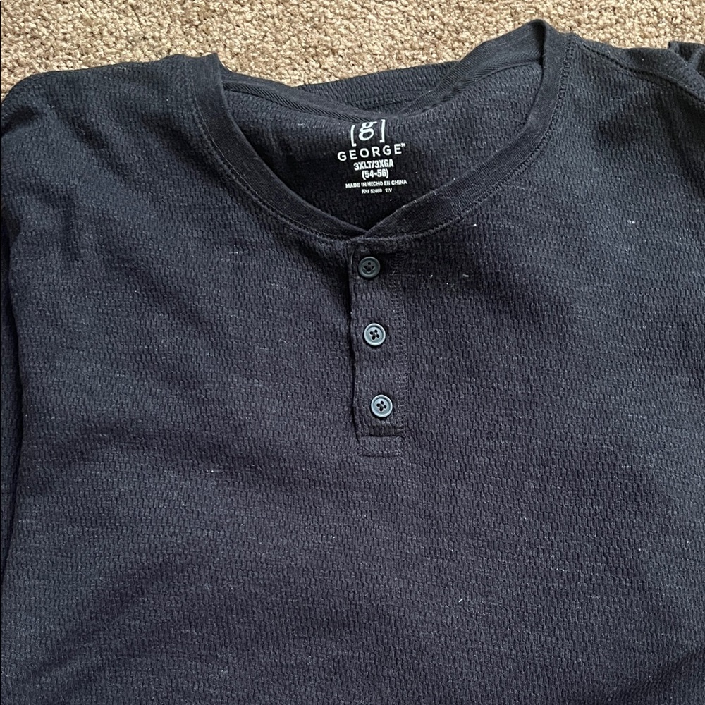 George Black Long-Sleeve Henley Shirt